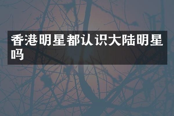 香港明星都认识大陆明星吗