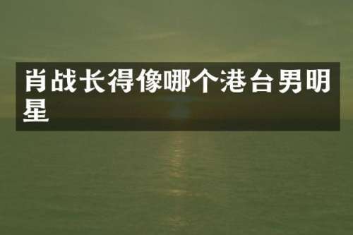 肖战长得像哪个港台男明星