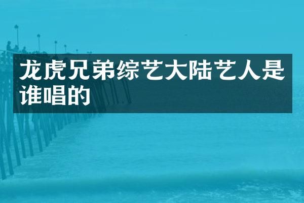 龙虎兄弟综艺大陆艺人是谁唱的