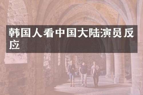 韩国人看中国大陆演员反应
