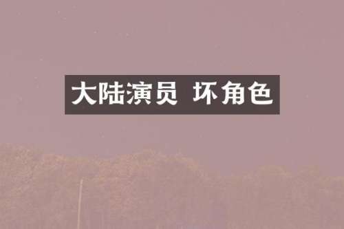 大陆演员 坏角色