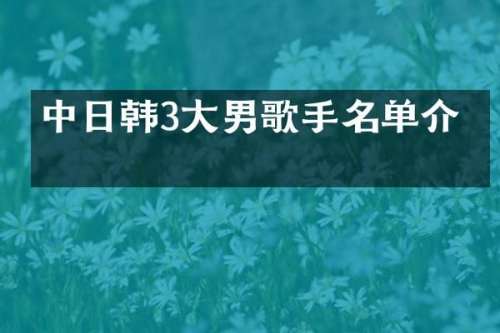 中日韩3大男歌手名单介绍