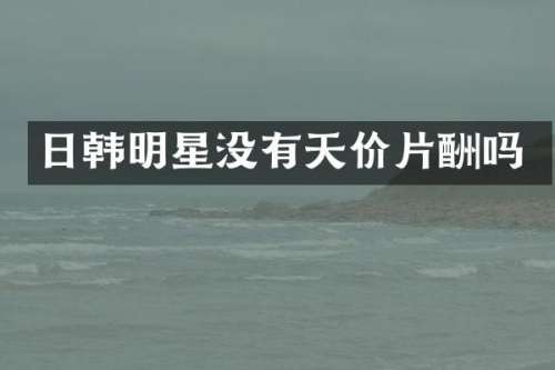 日韩明星没有天价片酬吗