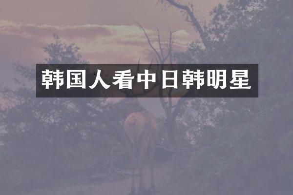 韩国人看中日韩明星