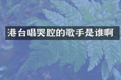 港台唱哭腔的歌手是谁啊