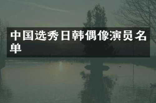 中国选秀日韩偶像演员名单