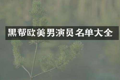 黑帮欧美男演员名单大全
