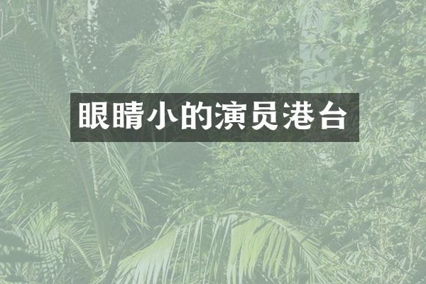 眼睛小的演员港台