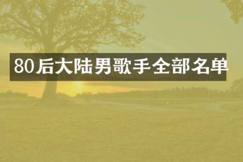 80后大陆男歌手全部名单