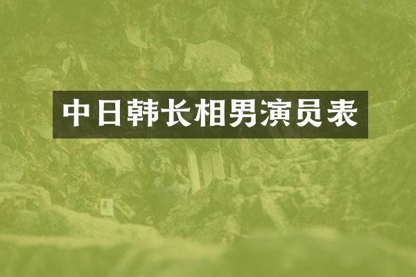 中日韩长相男演员表