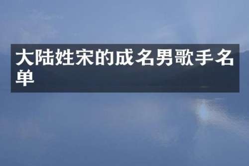 大陆姓宋的成名男歌手名单