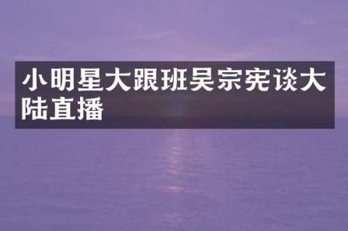 小明星大跟班吴宗宪谈大陆直播