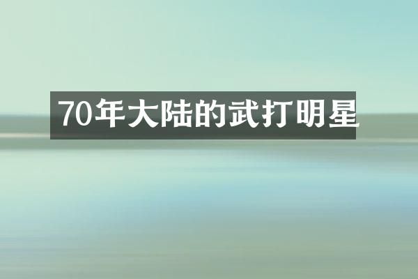 70年大陆的武打明星