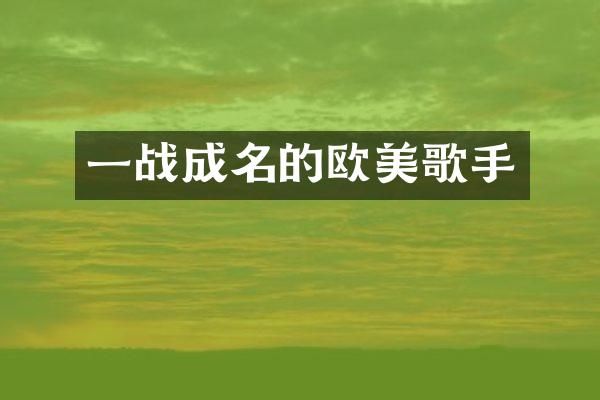 一战成名的欧美歌手