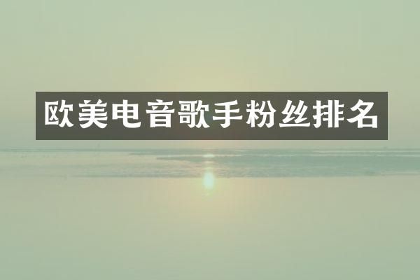欧美电音歌手粉丝排名