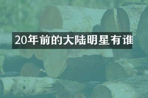 20年前的大陆明星有谁