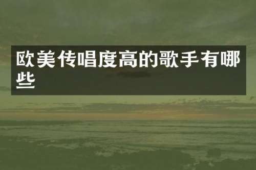 欧美传唱度高的歌手有哪些