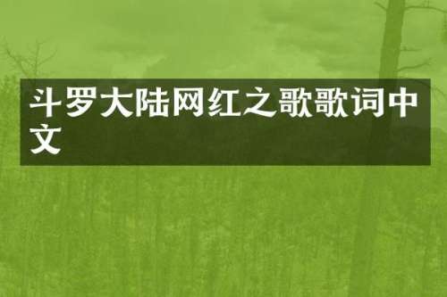 斗罗大陆网红之歌歌词中文