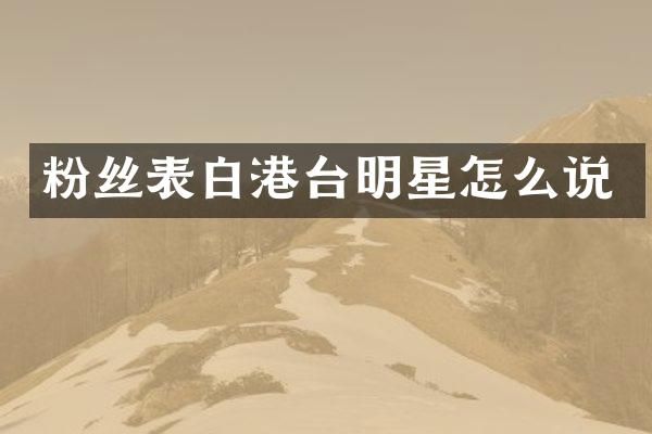 粉丝表白港台明星怎么说