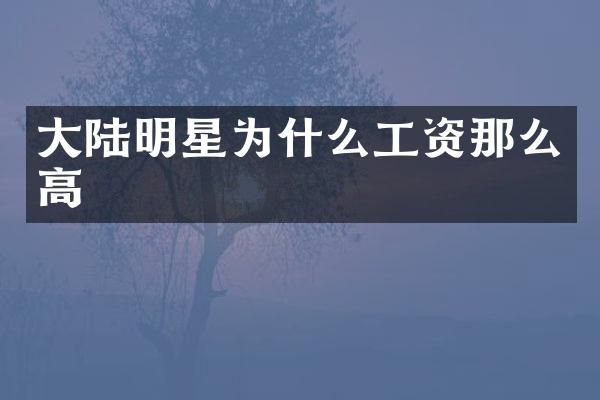 大陆明星为什么工资那么高