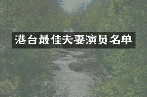 港台最佳夫妻演员名单