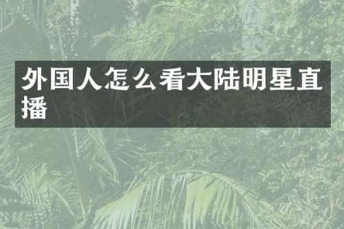 外国人怎么看大陆明星直播