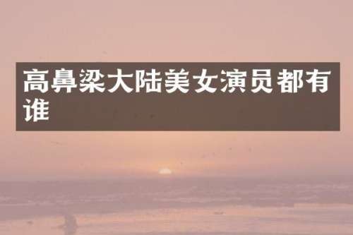 高鼻梁大陆演员都有谁