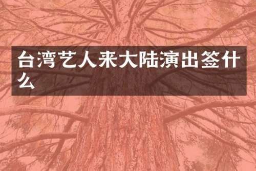 台湾艺人来大陆演出签什么