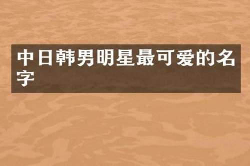 中日韩男明星最可爱的名字