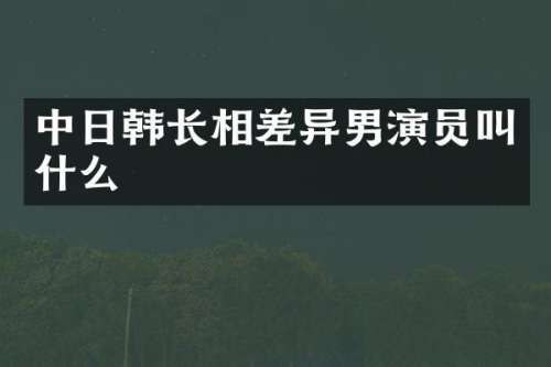 中日韩长相差异男演员叫什么