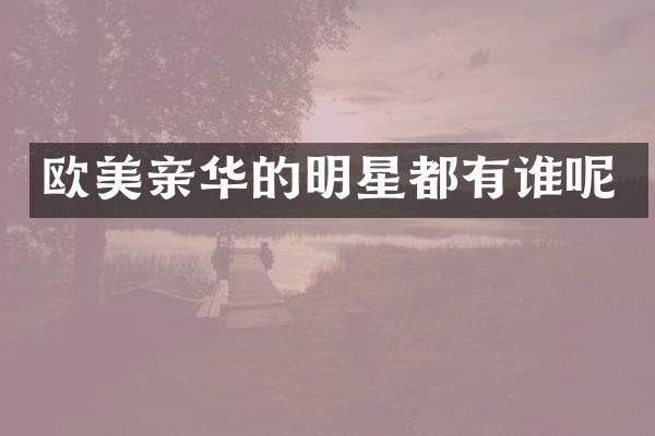 欧美亲华的明星都有谁呢