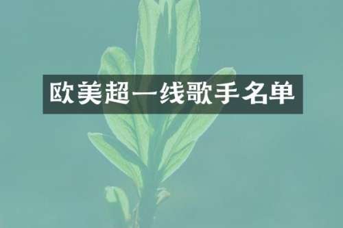 欧美超一线歌手名单