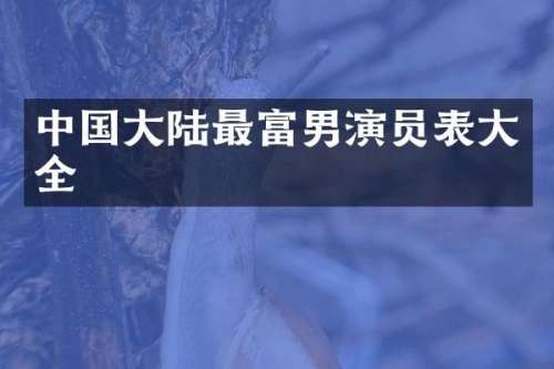 中国大陆最富男演员表大全