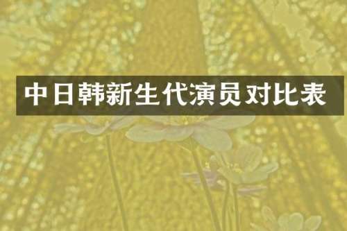 中日韩新生代演员对比表