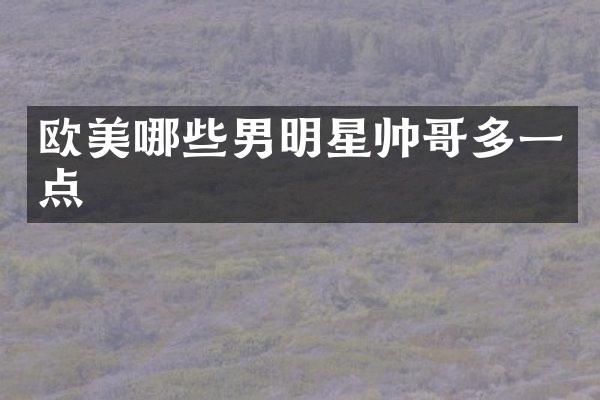 欧美哪些男明星帅哥多一点