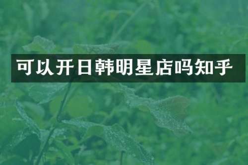 可以开日韩明星店吗知乎