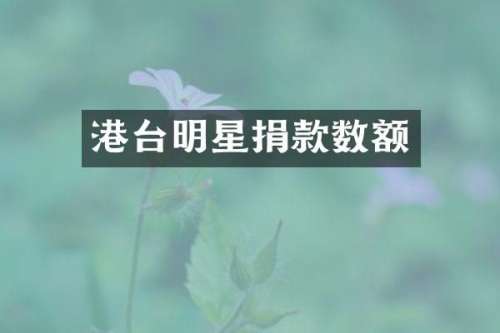 港台明星捐款数额