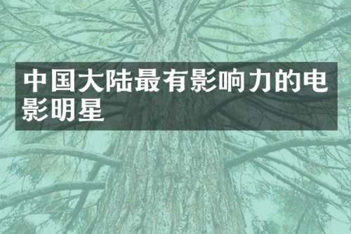 中国大陆最有影响力的电影明星