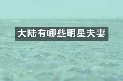 大陆有哪些明星夫妻