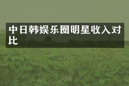 中日韩娱乐圈明星收入对比
