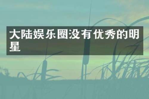 大陆娱乐圈没有优秀的明星