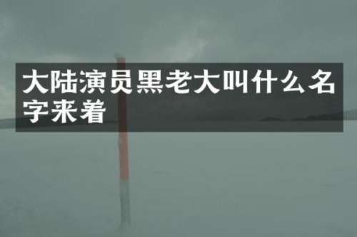 大陆演员黑老大叫什么名字来着