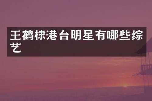 王鹤棣港台明星有哪些综艺