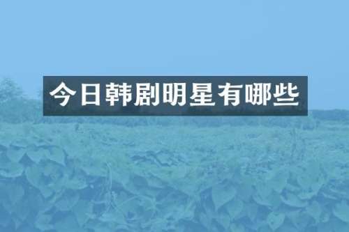 今日韩剧明星有哪些