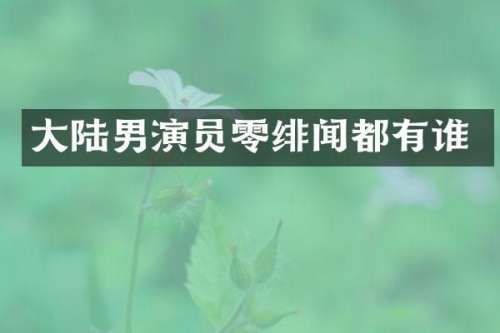 大陆男演员零绯闻都有谁