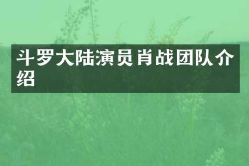 斗罗大陆演员肖战团队介绍