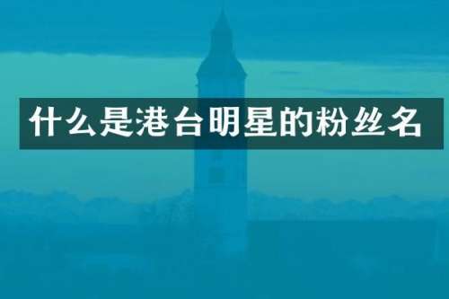 什么是港台明星的粉丝名