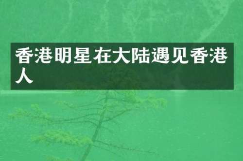 香港明星在大陆遇见香港人