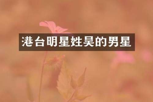 港台明星的男星