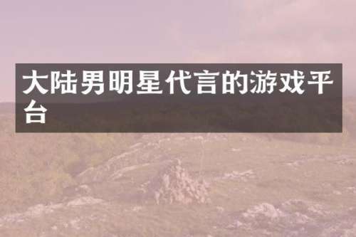 大陆男明星代言的游戏平台
